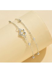 Silver Layered Heart Design Alloy Anklet