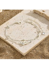 Silver Layered Heart Design Alloy Anklet