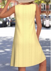 Jacquard White A Line Sleeveless Round Neck Dress
