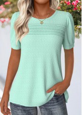 Tuck Stitch Mint Green Short Sleeve T Shirt