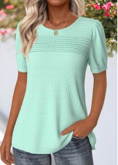 Tuck Stitch Mint Green Short Sleeve T Shirt