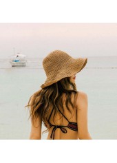 Light Coffee Color Straw Bucket Hat