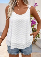 Embroidery White Strappy Scoop Neck Camisole Top