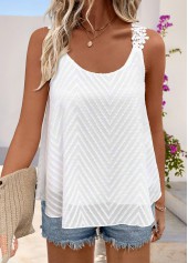 Embroidery White Strappy Scoop Neck Camisole Top