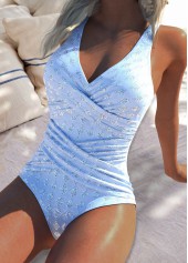 Jacquard Design Blue One Piece Swimwear