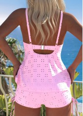 Mid Waisted Jacquard Light Pink Tankini Set