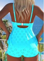 Mid Waisted Jacquard Light Blue Tankini Set