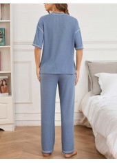 Round Neck Short Sleeve Lounge Top and Pants