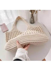 Beige Polyester Material Open Shoulder Bag