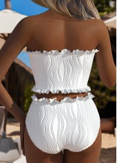High Waisted Lace White Bikini Set
