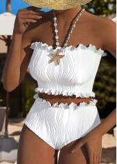 High Waisted Lace White Bikini Set