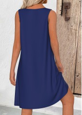 Tribal Print Circular Ring Navy Short A Line Dress