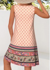 Tribal Print Tummy Coverage Multi Color Sleeveless Dress