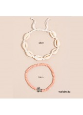 White Turtle Shell Alloy Anklet Set