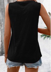Tribal Print Black Sleeveless V Neck Tank Top