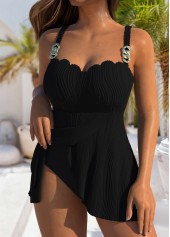 Jacquard Design Black One Piece Swimdress