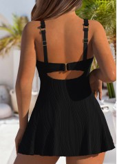 Jacquard Design Black One Piece Swimdress