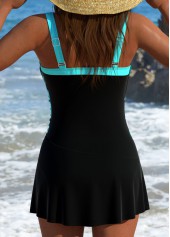 Ombre Drawstring Cyan One Piece Swimdress