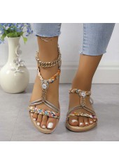 Rubber Detail Beige Open Toe Falt