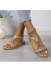 Rubber Detail Beige Open Toe Falt