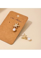 Starfish Pearl Design Golden Alloy Earrings