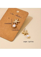 Starfish Pearl Design Golden Alloy Earrings