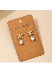 Starfish Pearl Design Golden Alloy Earrings