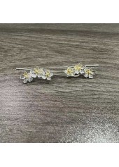 Silver Flower Design Plants Alloy Earrings