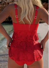 Mid Waisted Lace Red Tankini Set