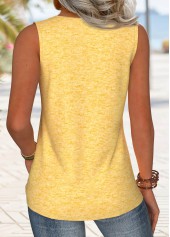Butterfly Print Circular Ring Yellow Sleeveless Tank Top