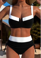 High Waisted Tie Black Bikini Set