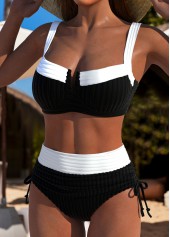 High Waisted Tie Black Bikini Set