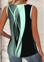 Geometric Print Circular Ring Multi Color Sleeveless Tank Top