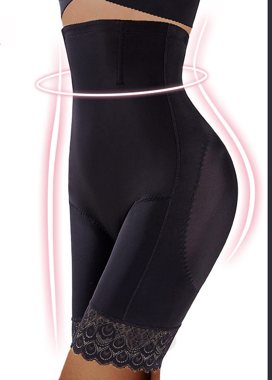 Lace Stitching Black High Waisted Shapewear