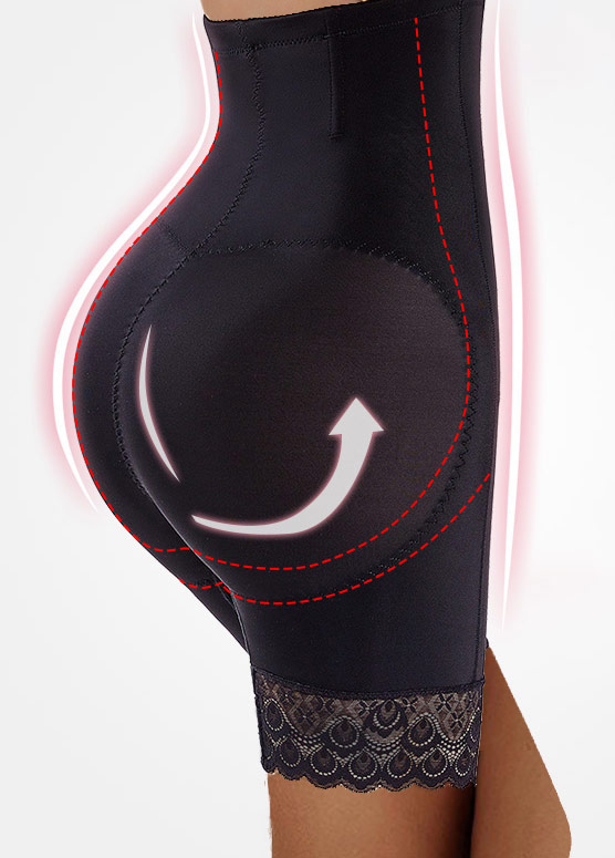 Lace Stitching Black High Waisted Shapewear