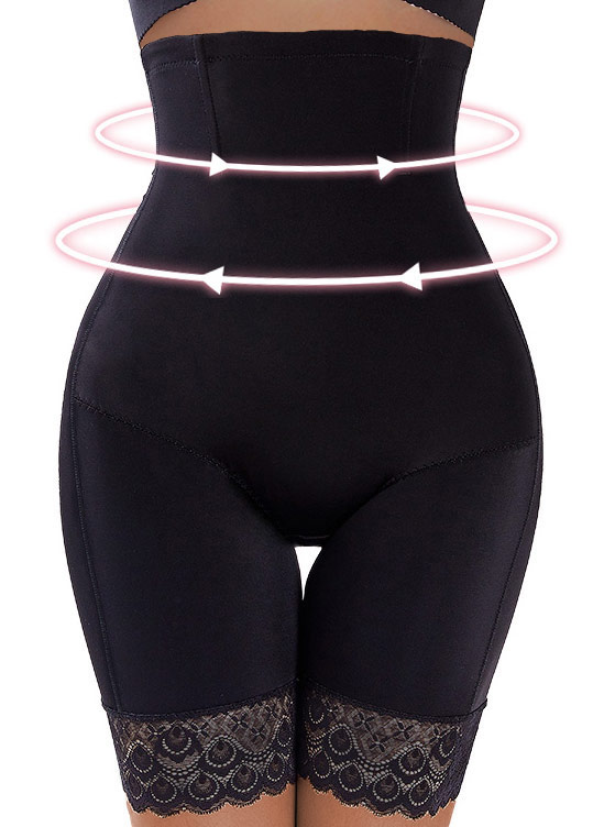 Lace Stitching Black High Waisted Shapewear