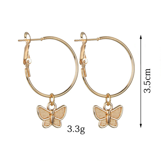 Gold Metal Detail Animal Prints Butterfly Earrings