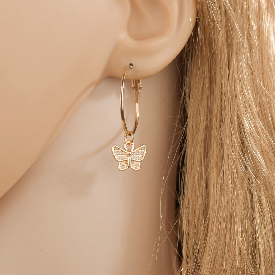Gold Metal Detail Animal Prints Butterfly Earrings