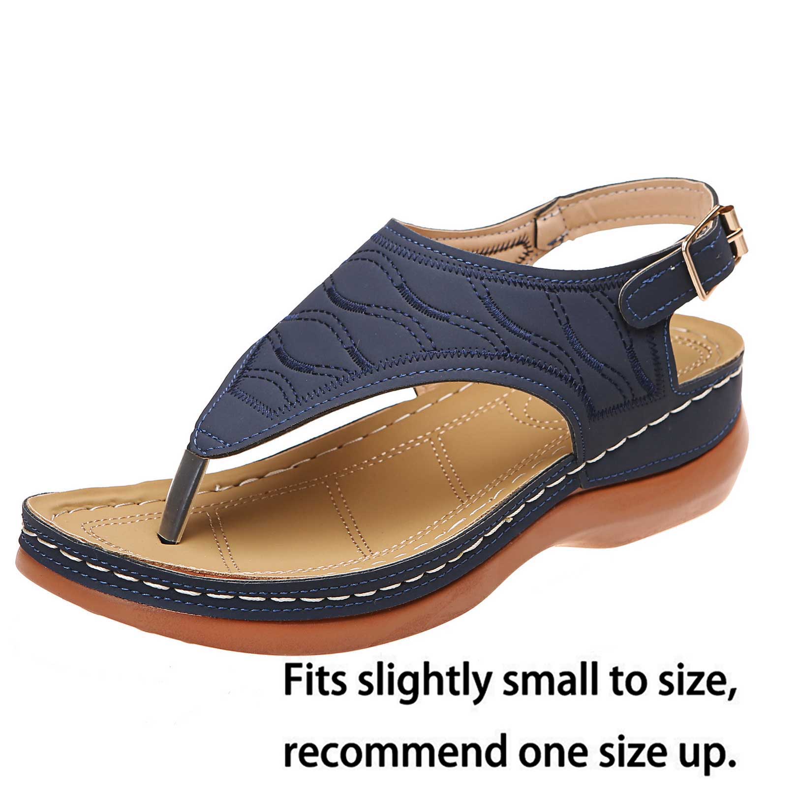 Mid Heel Navy Toe Post Sandals