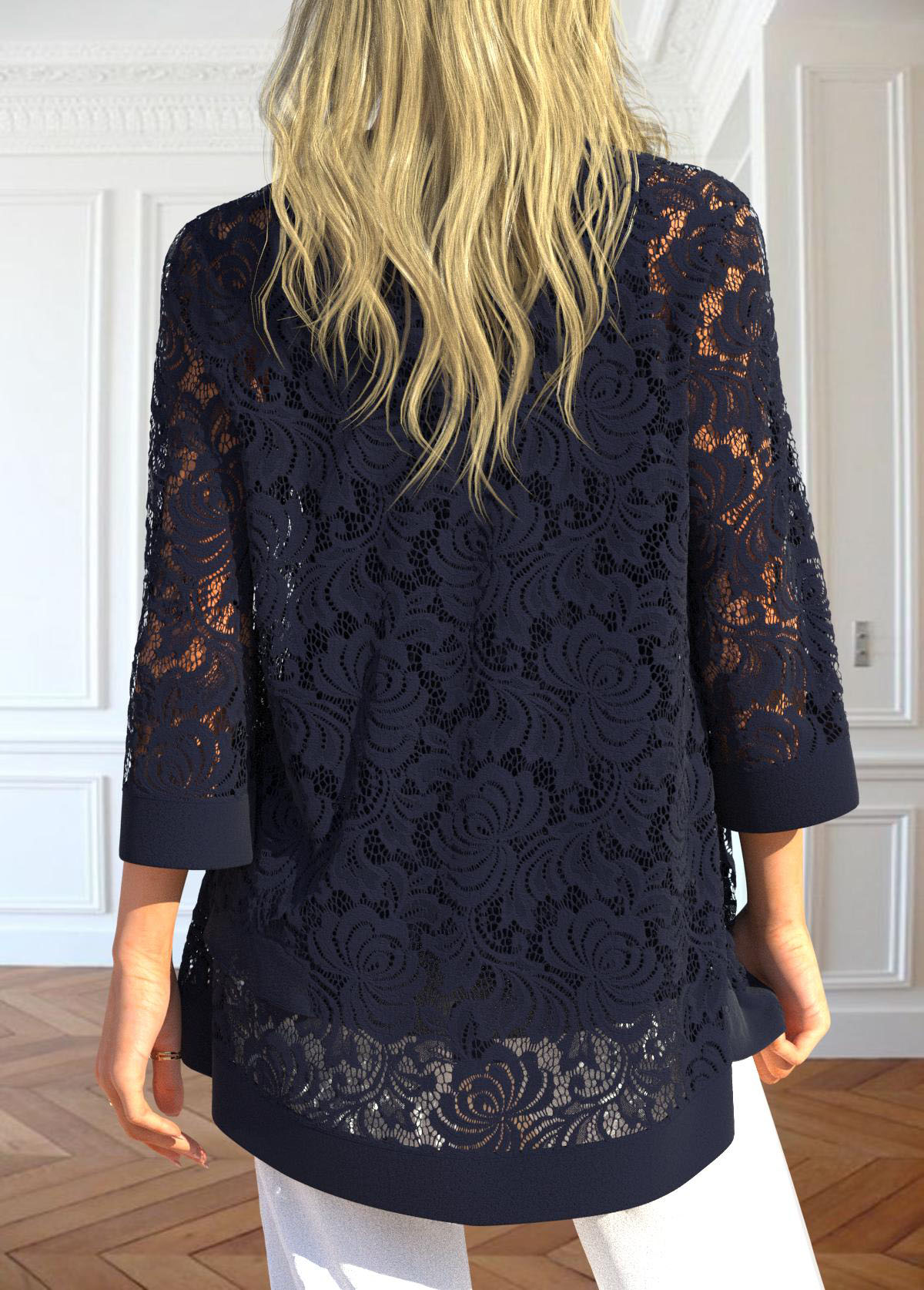 Two Piece Navy 3/4 Sleeve Cardigan and Tank Top