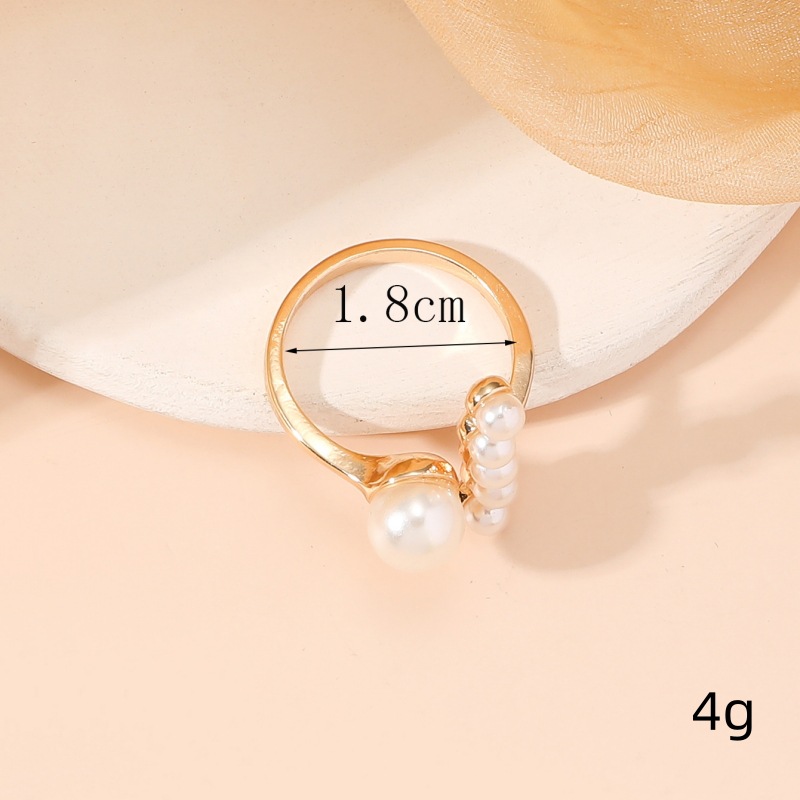 Pearl Detail Open Gold Alloy Ring