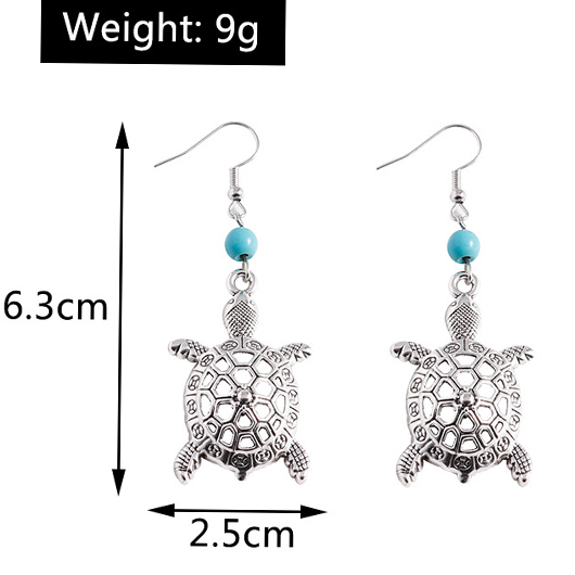 Hollow Turtle Silvery White Alloy Earrings