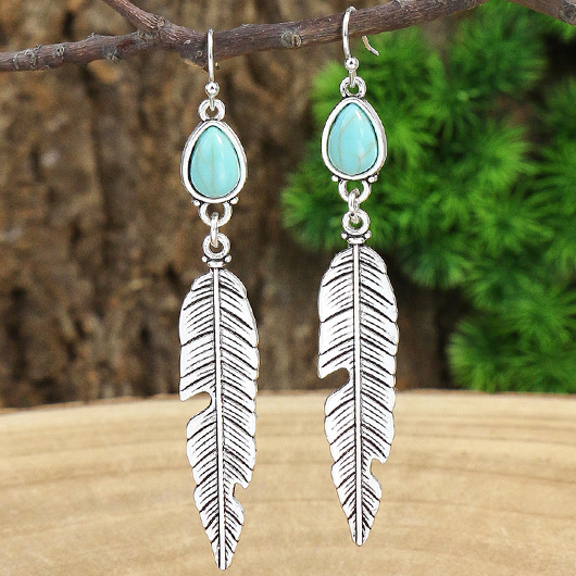 Feathers Design Silvery White Alloy Earrings