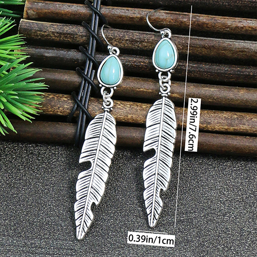 Feathers Design Silvery White Alloy Earrings
