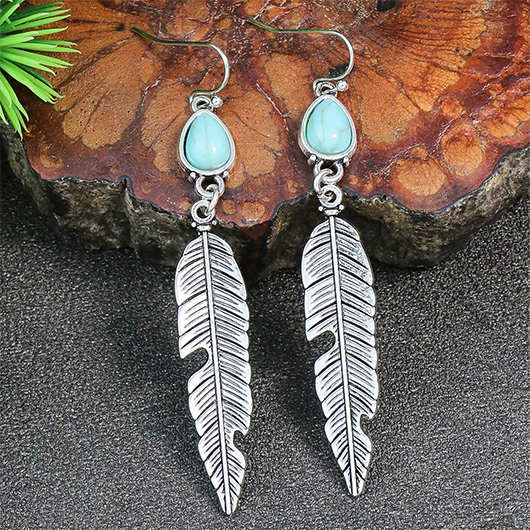 Feathers Design Silvery White Alloy Earrings