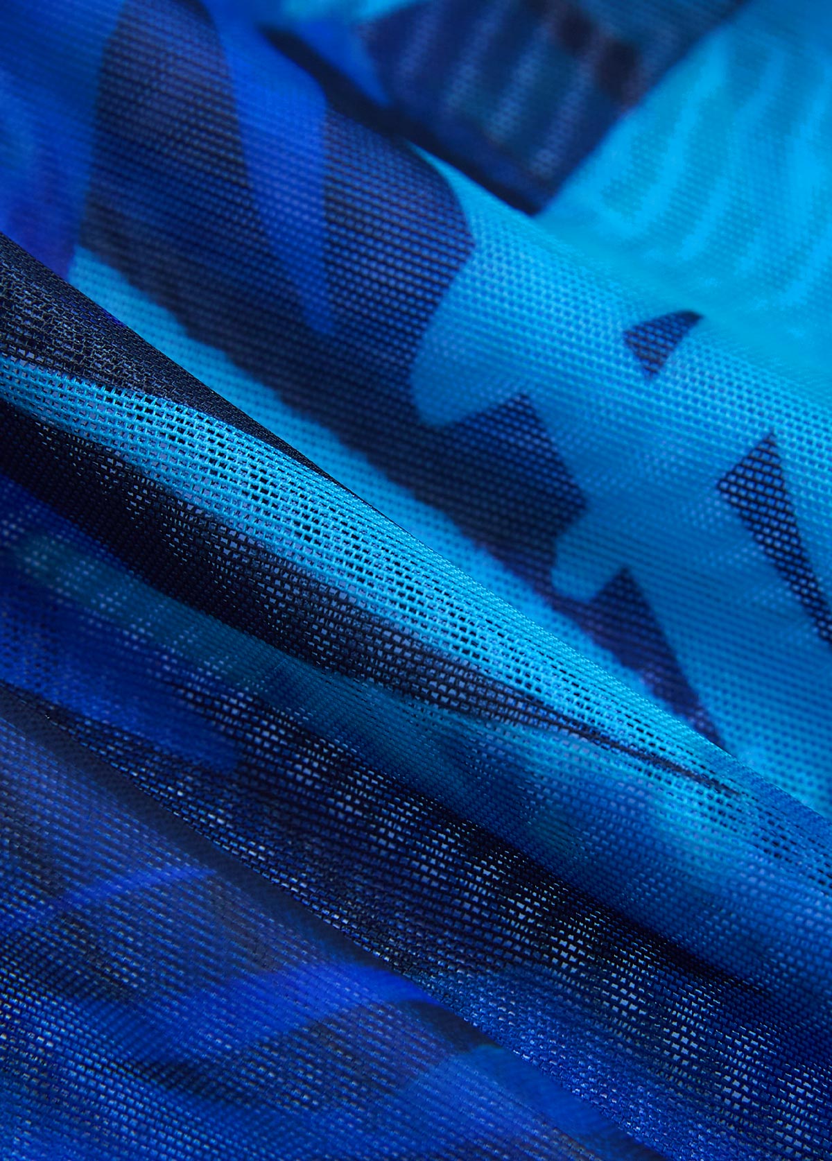 Tropical Plants Print Patchwork Royal Blue Tankini Set