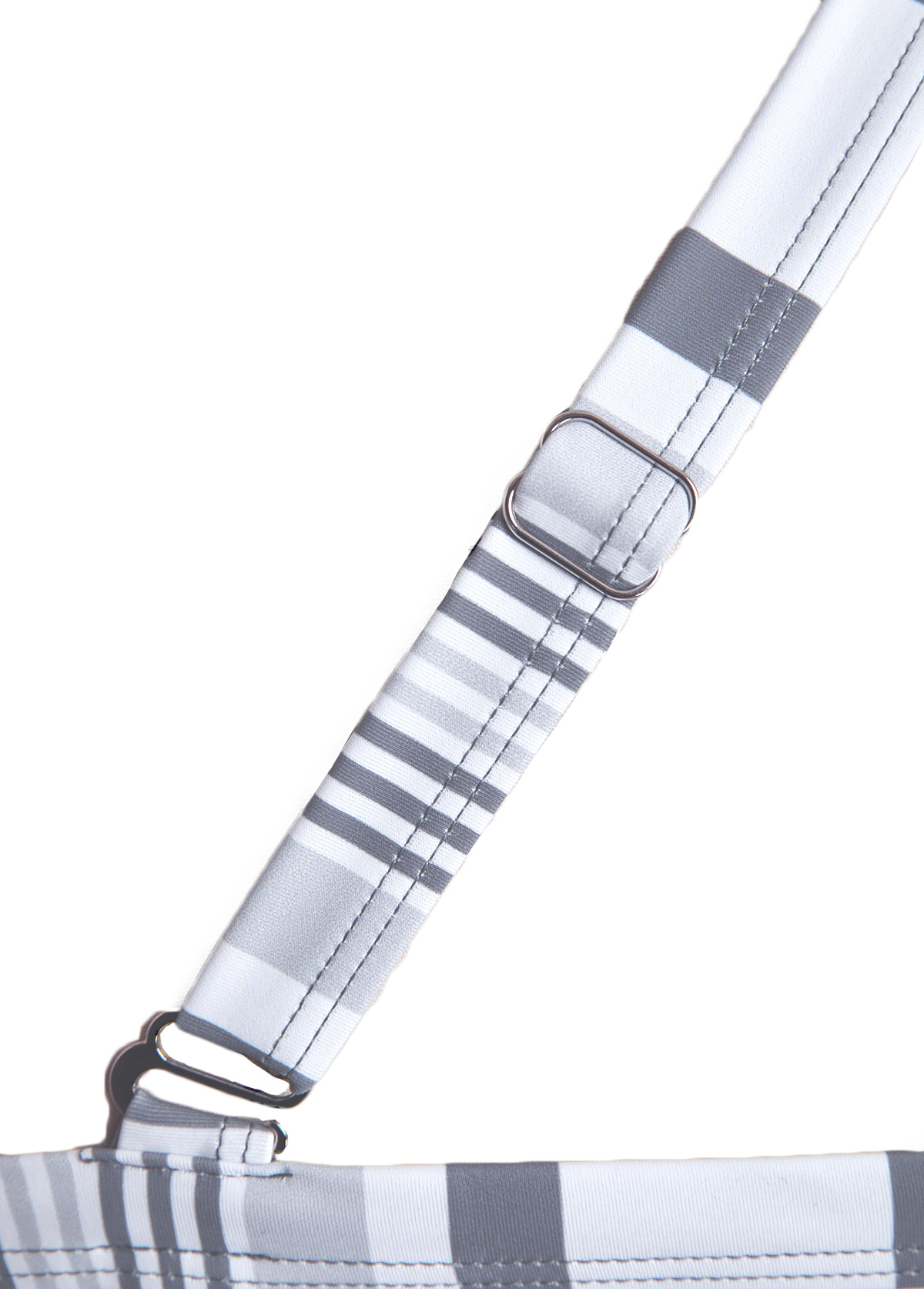 Striped Criss Cross Grey Tankini Set