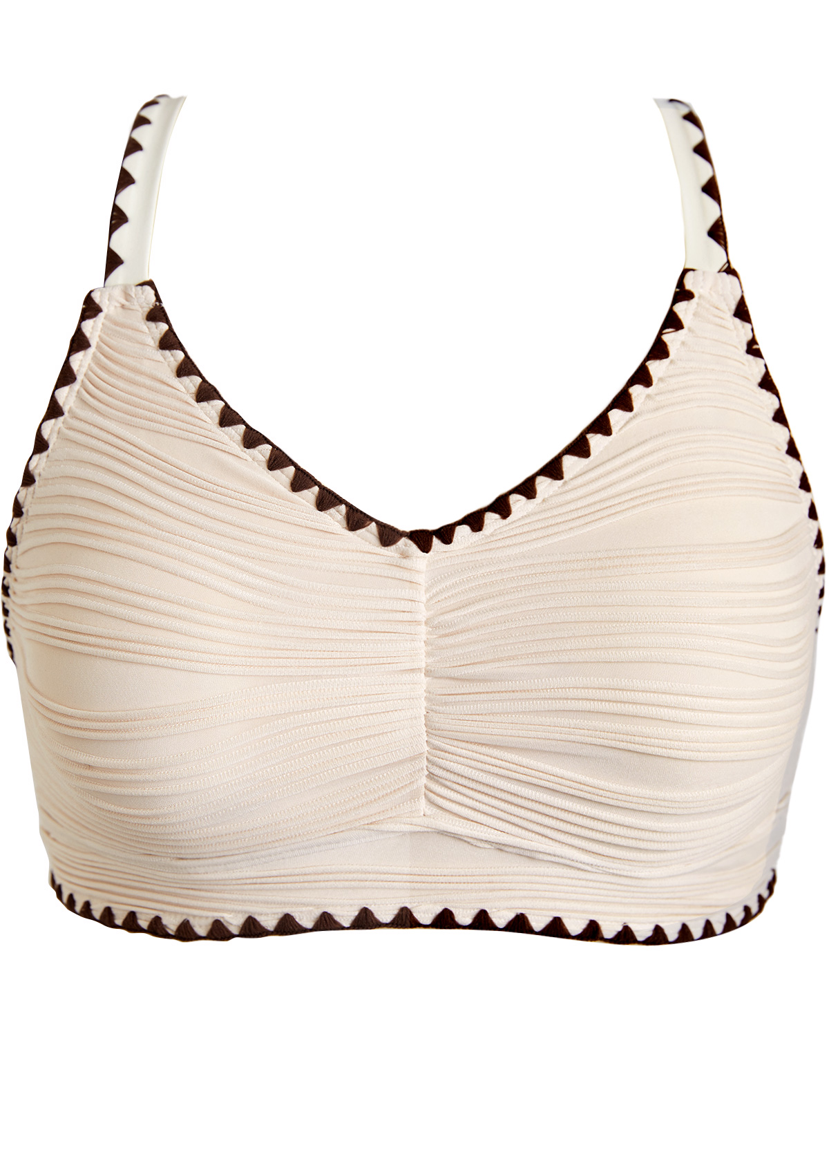 Ruched V-Neck Light Camel Bikini Set