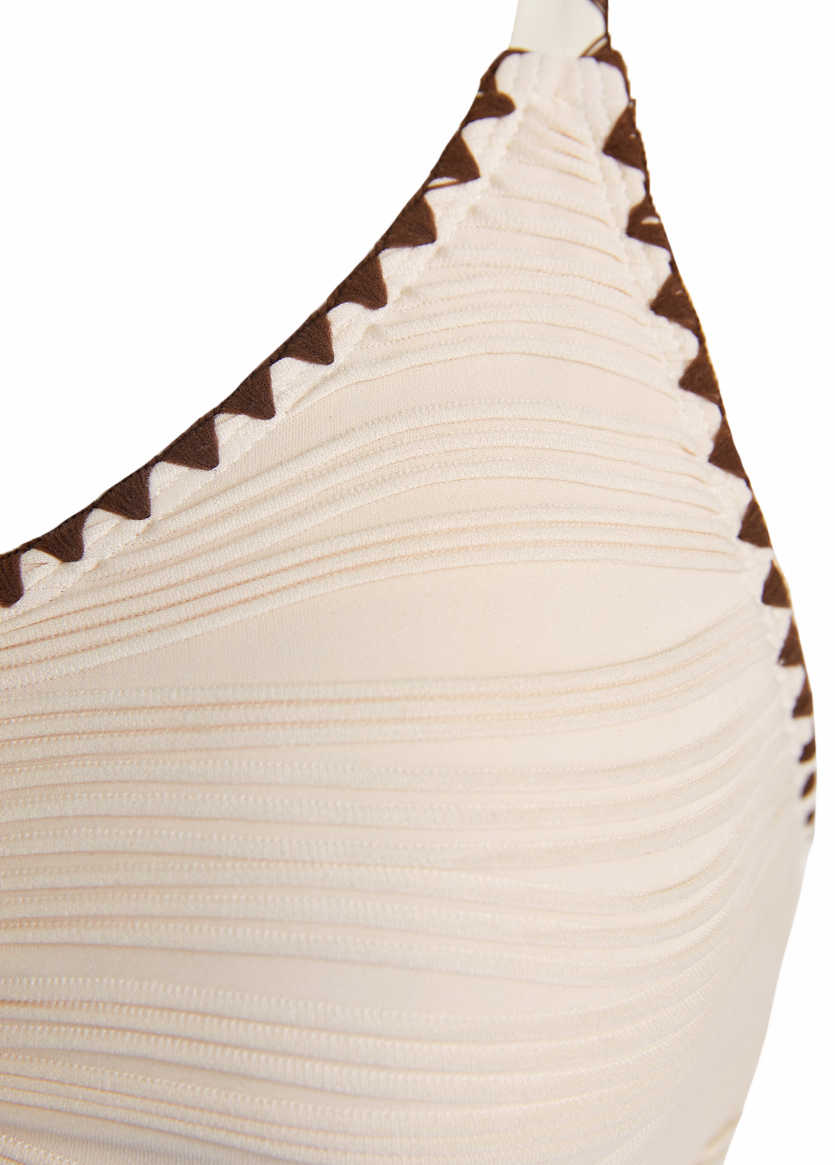 Ruched V-Neck Light Camel Bikini Set