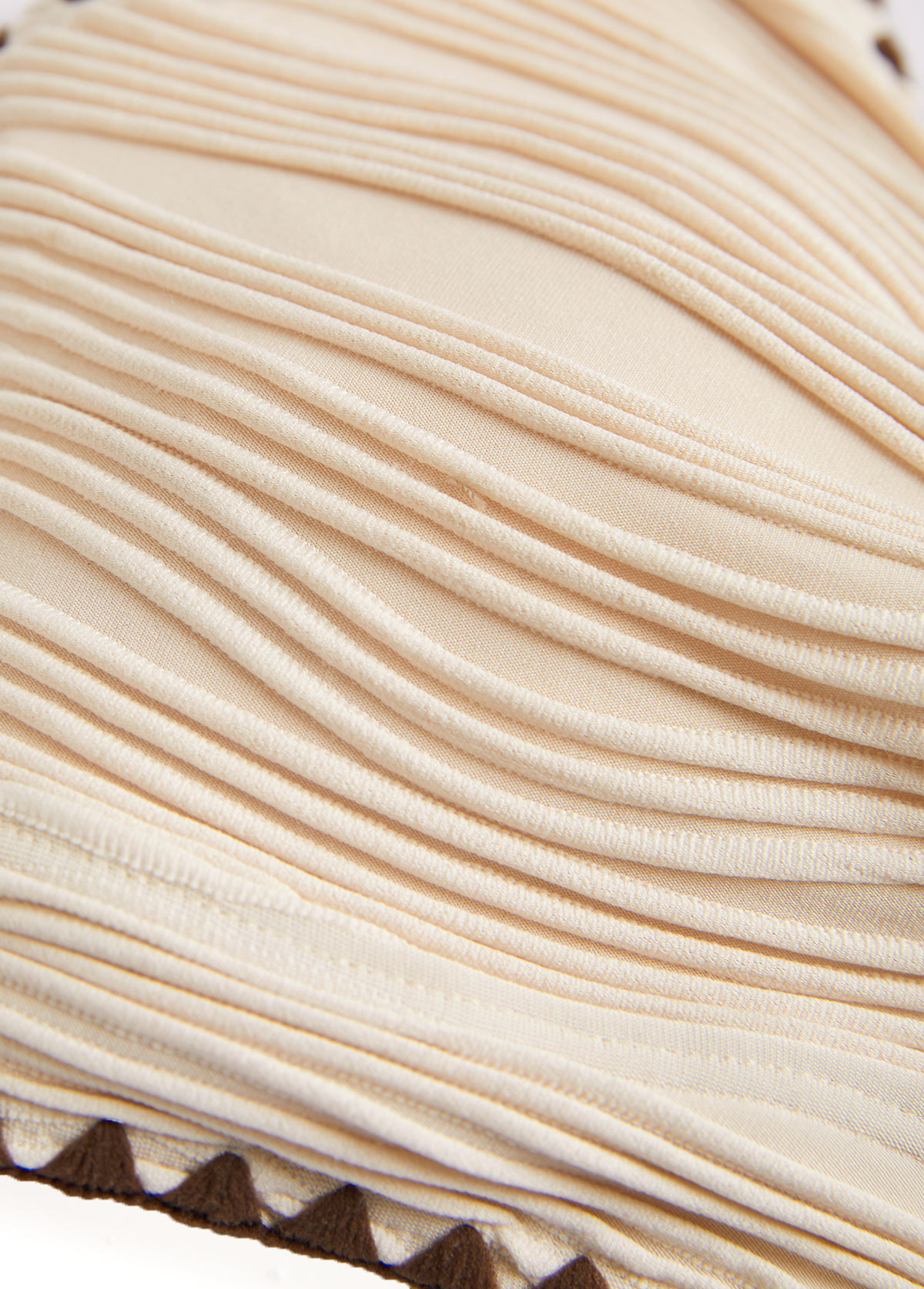 Ruched V-Neck Light Camel Bikini Set